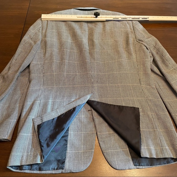 Hickey Freeman Men Silk Wool 2-button Houndstooth Suit Jacket Blazer Tan Black - Picture 7 of 8